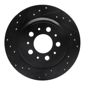 Volvo V70 Brake Rotor (1) - Rear Left - R1 Concepts - Drilled & Slotted - Black - `99-`09